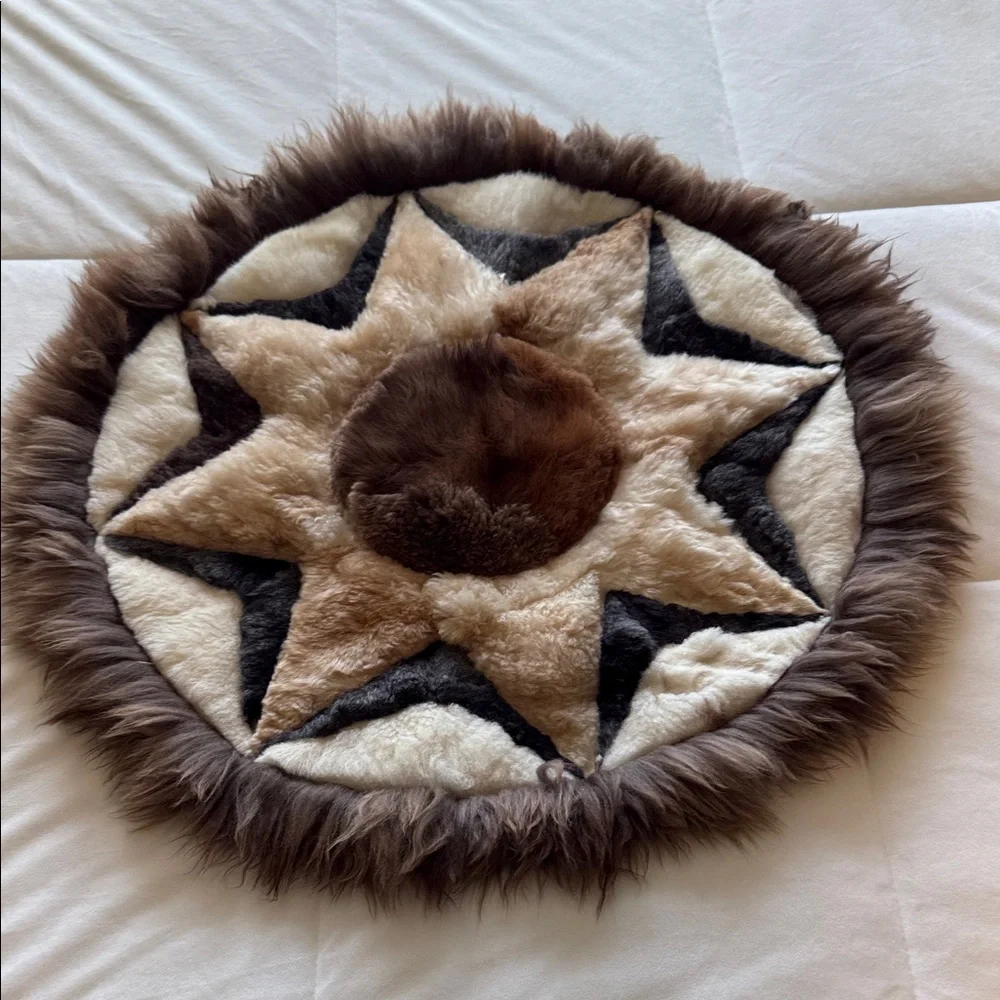 Alpaca Fur tapestry star sun design wall hanging 26 inch